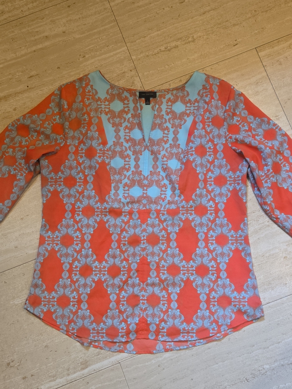The Limited Coral/Blue Design Print  Blouse